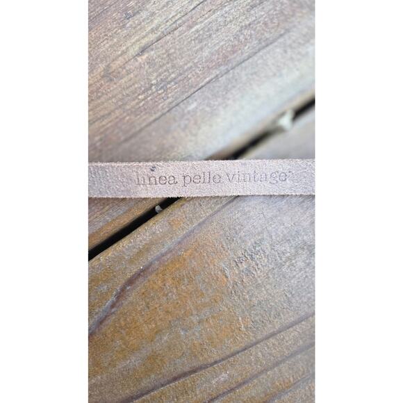 Linea Pelle Brown Leather Skinny Belt Antique Gold Hook Ring Buckle XL